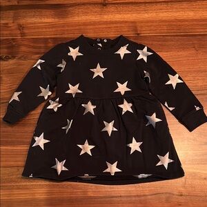 Primary Black with Silver Stars Casual Sweater Dress
